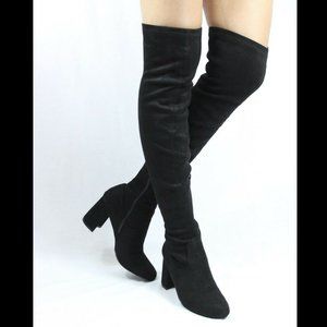 Round Toe Chunky Heel Over The Knee Boots